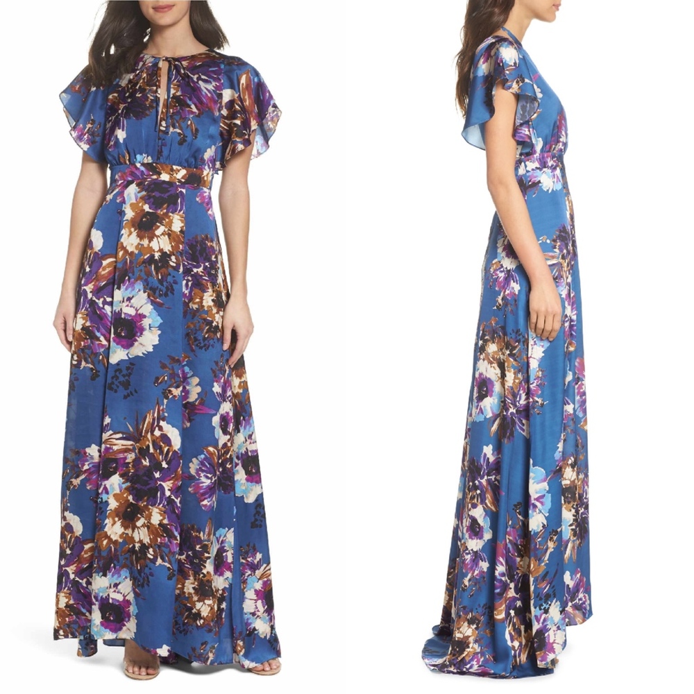 NEW Ali & Jay Anthropologie BLUE FLORAL Maxi DRESS - Picture 2 of 8